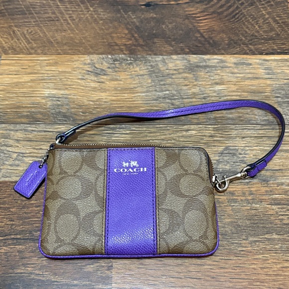 Coach Brown and Purple Wristlet - Picture 1 of 2